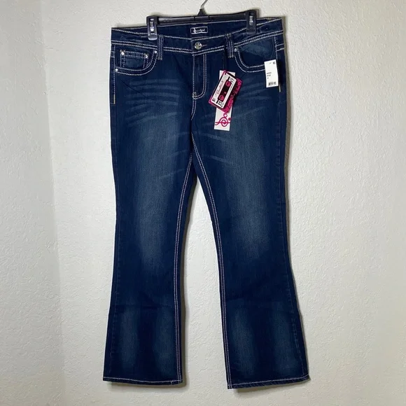 Soundgirl Dark Blue Flare Jeans - Picture 1 of 8